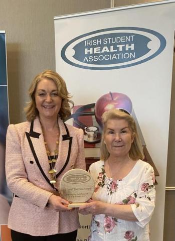 Theresa Lowry Lehnen, Nurse at South East Technological University, Carlow Campus wins the Dr David Thomas Award 2024 for outstanding contribution to 3rd level student health. 
