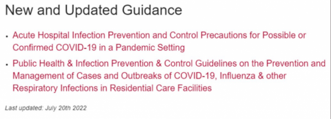 HPSC- New and updated COVID-19 guidance.