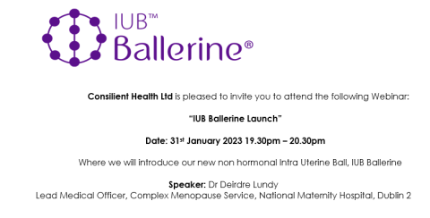 Consilient Health Webinar “IUB Ballerine Launch”. 31st January 2023 19.30pm – 20.30pm