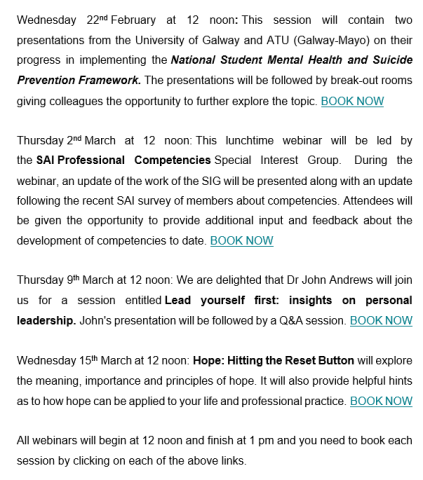 Student Affairs Ireland (SAI) webinar series 2023.