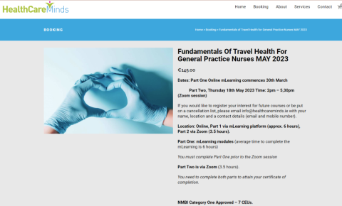 Fundamentals of Travel Health for GPNs. Blended learning course via mLearning and Zoom 