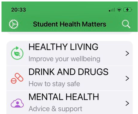 Health matters app screenshot