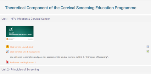 Theoretical Component of the Cervical Screening Education Programme.