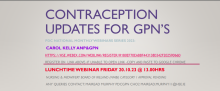 Contraception updates webinar for GPNs. Friday, October 20th, 2023  at 1pm