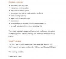 IFPA Contraception Foundation Course for Nurses and Midwives. June 11th and 12th 2022.